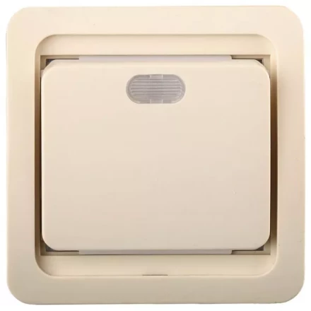 Выключатель СВЕТОЗАР &quot;ГАММА&quot; одноклавишный, с подсветкой, цвет бежевый, 10А/~250В SV-54131-B купить в Тюмени