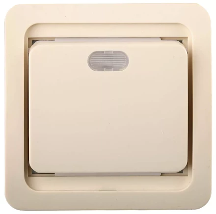 Выключатель СВЕТОЗАР &quot;ГАММА&quot; одноклавишный, с подсветкой, цвет бежевый, 10А/~250В SV-54131-B купить в Тюмени