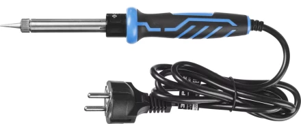 Паяльник ЗУБР &quot;ПРОФЕССИОНАЛ&quot; с двухкомпонентной рукояткой и защитным колпачком в наборе с припоем и подставкой, 60Вт, конус 55402-60_z01 купить в Тюмени