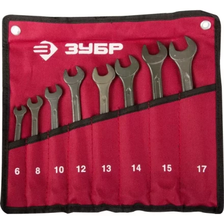 Набор ЗУБР Ключи комбинированные, серия &quot;Т-80&quot;, хромованадиевая сталь, зелёный цинк, 6-17мм, 8шт 27025-H8 купить в Тюмени