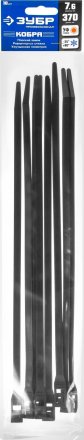 Кабельные стяжки черные КОБРА, с плоским замком, 7.6 х 370 мм, 10 шт, нейлоновые, ЗУБР 30935-76-370 купить в Тюмени