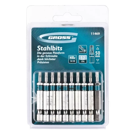 Набор бит TORX 15х50 сталь S2 10 шт GROSS 11469 купить в Тюмени