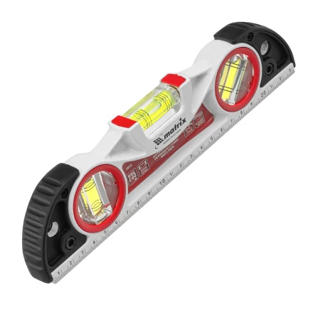 Уровень алюминиевый литой, фрезерованный, 3 глазка, две ударные площадки, 235 мм// Matrix 34910 купить в Тюмени