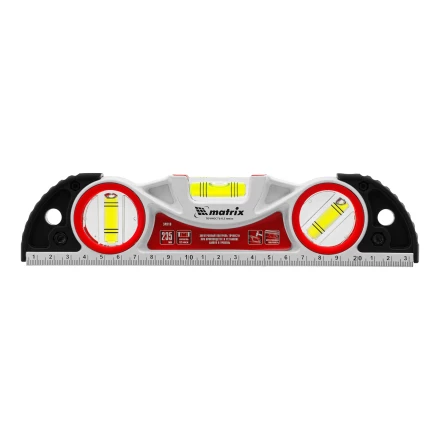 Уровень алюминиевый литой, фрезерованный, 3 глазка, две ударные площадки, 235 мм// Matrix 34910 купить в Тюмени