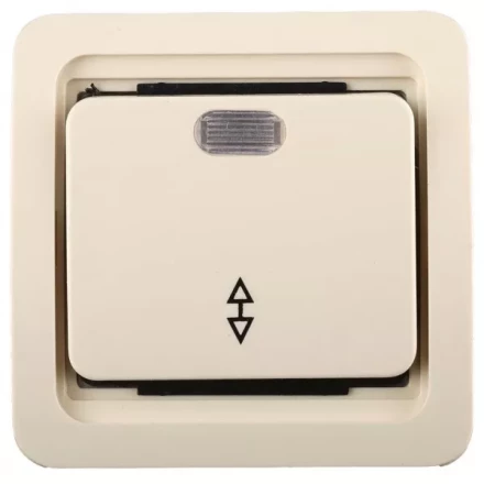 Выключатель СВЕТОЗАР &quot;ГАММА&quot; проходной одноклавишный, с подсветкой, цвет бежевый, 10А/~250В SV-54138-B купить в Тюмени