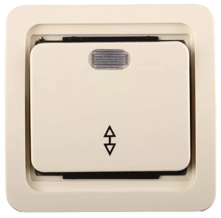 Выключатель СВЕТОЗАР &quot;ГАММА&quot; проходной одноклавишный, с подсветкой, цвет бежевый, 10А/~250В SV-54138-B купить в Тюмени