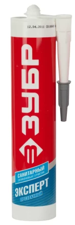 Герметик силиконовый ЗУБР &quot;ЭКСПЕРТ&quot; прозрачный, санитарный, для помещений с повышенной влажностью, 280мл 41235-2 купить в Тюмени