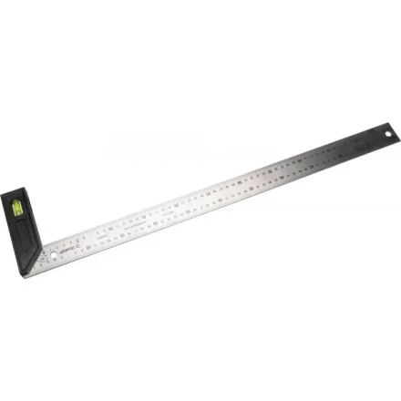 Угольник &quot;ЭКСПЕРТ&quot; разметочный, усиленный, встроенный уровень, гравирован шкала, нерж полотно 37мм, толщина 2мм, 600мм 34397-60 купить в Тюмени