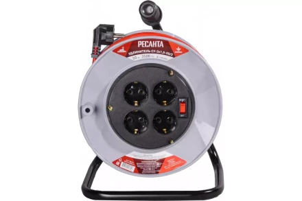 Удлинитель силовой на катушке Ресанта СУ-3х1,5-50/2 (с выкл., 4 розетки) 61/118/12 купить в Тюмени