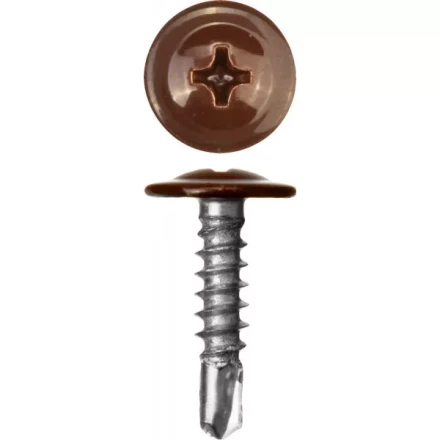 Саморезы ЗУБР с прессшайбой и сверлом по листовому металлу до 2мм, окрашенные в RAL-8017, PH2, 4,2х16мм, 500шт 300211-42-016-8017 купить в Тюмени