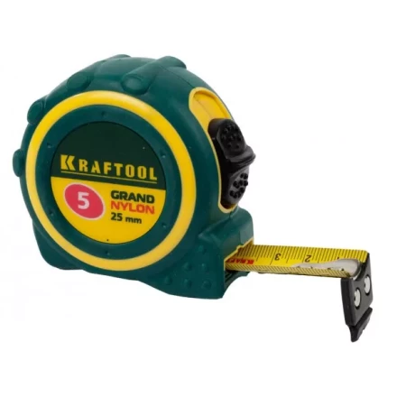 Рулетка KRAFTOOL &quot;GRAND&quot;, двухкомпонентный корпус, двусторонняя шкала, нейлоновое покрытие, 5мх25мм 3412-05_z01 купить в Тюмени