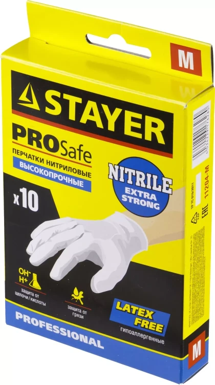 Перчатки STAYER "PROFI" нитриловые экстратонкие, M, 10шт 11204-M купить в Тюмени