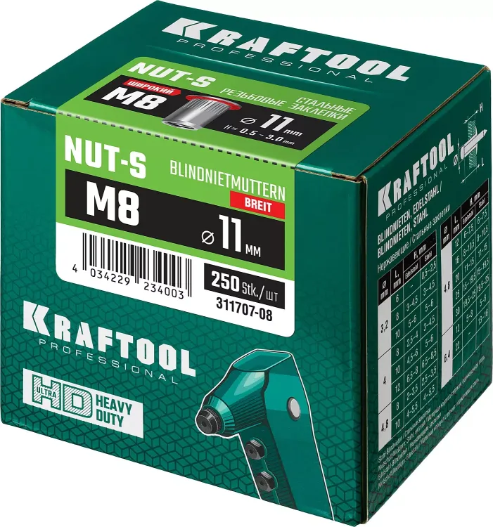 Заклепки резьбовые KRAFTOOL 311707-08 купить в Тюмени