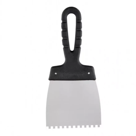 Шпатель из нержавеющей стали 100 мм зуб 4 х 4 мм пластмассовая ручка Россия 85138 купить в Тюмени