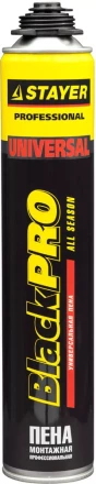 Пена &quot;BlackPRO&quot; профессиональная, монтажная, пистолетная, всесезонная, 750мл, STAYER 41135 купить в Тюмени