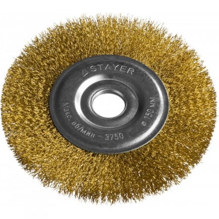 STAYER &quot;PROFESSIONAL&quot;. Щетка дисковая для УШМ, витая стальная латунированная проволока 0,3мм, 150ммх22мм 35122-150 купить в Тюмени