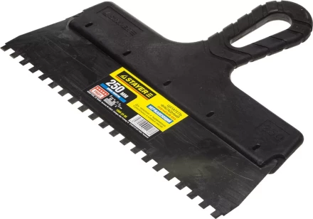 Шпатель STAYER &quot;PROFESSIONAL&quot; нержавеющий зубчатый с пластмассовой ручкой, 250мм, зуб 6х6мм 1009-25-06 купить в Тюмени