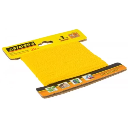 Шнур STAYER &quot;STANDARD&quot; хозяйственно-бытовой, полипропиленовый, вязанный, без сердечника, желтый, d 3, 20м 50424-03-020 купить в Тюмени