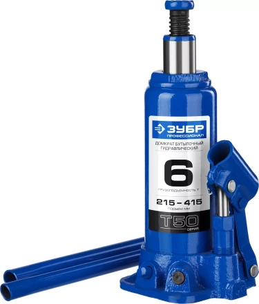 Домкрат гидравлический бутылочный T50, 6т, 215-415мм, ЗУБР Профессионал 43060-6 43060-6_z01 купить в Тюмени