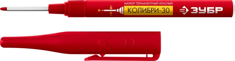 ЗУБР Колибри-30 красный, наконечник L 30 мм,  2.8 мм, перманентный маркер для отверстий (06338-3) купить в Тюмени