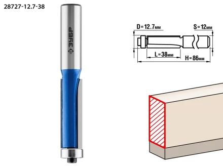 ЗУБР 12.7 x 38 мм, хвостовик 12 мм, фреза кромочная с нижним подшипником, Профессионал (28727-12.7-38) купить в Тюмени