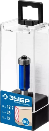 ЗУБР 12.7 x 38 мм, хвостовик 12 мм, фреза кромочная с нижним подшипником, Профессионал (28727-12.7-38) купить в Тюмени