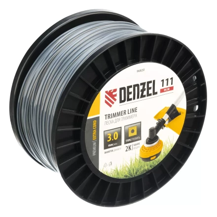 Леска для триммера двухкомпонентная квадрат, 3,0мм х 111м, на DIN катушке EXTRA CORD// Denzel 96820 купить в Тюмени
