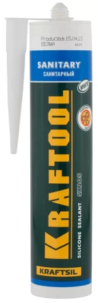 Герметик силиконовый KRAFTOOL белый, санитарный, для помещений с повышенной влажностью, 300мл 41255-0 купить в Тюмени