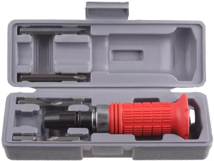 Набор STAYER Отвертка ударно-поворотная, обрезиненная рукоятка, с битами, 6 предметов 2566-H4 купить в Тюмени