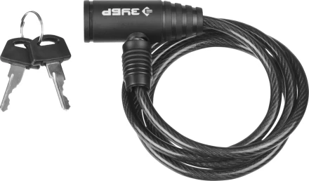 Замок ЗУБР &quot;СТАНДАРТ&quot;, тросовый, 2 ключа в комплекте, длина троса 650мм, d 6мм 37269-65 купить в Тюмени
