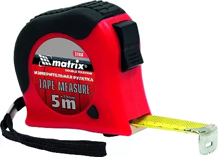Рулетка Double  fixation 10 м х 25 мм обрезиненный  корпус двойная плавная фиксация  MATRIX 31061 купить в Тюмени
