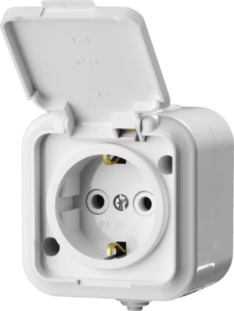 Розетка STAYER &quot;MASTER&quot; &quot;MAXIMA&quot; одноместная, с заземлением, с защитной крышкой, IP54, 16А, 220В 54306-W купить в Тюмени