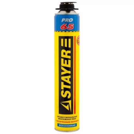 Пена &quot;BlackPRO 65&quot; профессиональная, монтажная, пистолетная, всесезонная, 800мл, STAYER 41137 купить в Тюмени