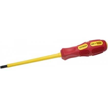 Отвертка STAYER &quot;PROFESSIONAL&quot; &quot;MAX-GRIP&quot; диэлектрическая, двухкомпонентная рукоятка, Cr-V, SL 5,5x125мм 25827-05-125 G купить в Тюмени