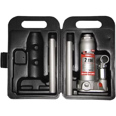Домкрат гидравлический бутылочный 2 т h подъема 181–345 мм в пластиковом кейсе  MATRIX MASTER 50750 купить в Тюмени