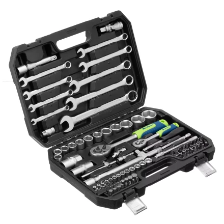 Набор инструментов Сибртех 13391, 1/2&quot;, 1/4&quot;, пластиковый кейс, 82 предмета купить в Тюмени
