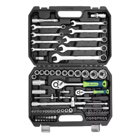 Набор инструментов Сибртех 13391, 1/2&quot;, 1/4&quot;, пластиковый кейс, 82 предмета купить в Тюмени