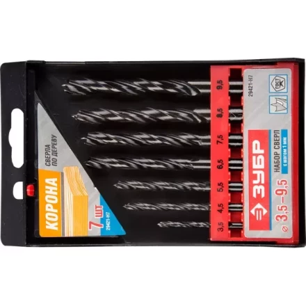 ЗУБР. Набор сверл по дереву, 7шт, 3,5-4,5-5,5-6,5-7,5-8,5-9,5 мм 29421-H7 купить в Тюмени