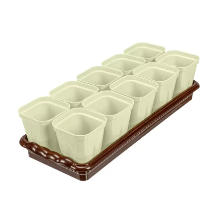 Набор для рассады Palisad 643449, поддон 380х155х40 мм, 10 горшочков по 250 мл с выдвижным дном купить в Тюмени