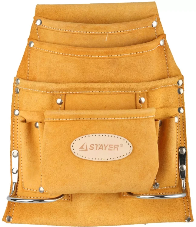 Сумка поясная STAYER PROFESSIONAL для инструментов, кожаная, 10 карманов, 2 скобы 38517 купить в Тюмени