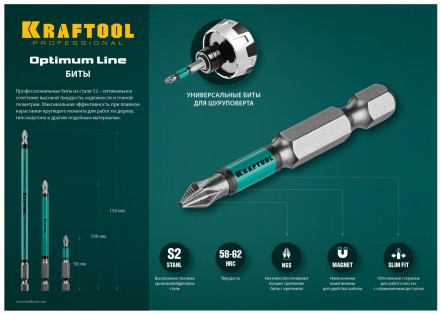Биты KRAFTOOL OPTIMUM PH 26122-2-150-5 купить в Тюмени