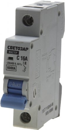 Выключатель автоматический СВЕТОЗАР 1-полюсный, 16 A, &quot;C&quot;, откл. сп. 6 кА, 230 / 400 В SV-49061-16-C купить в Тюмени