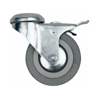 Аппаратное поворотное колесо с тормозом под болт HITCH 75*20 резина серая SChgb93 (SZ084854)