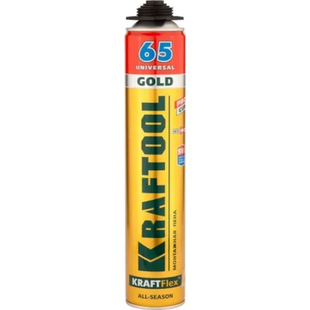 Пена &quot;GOLD 65&quot; профессиональная, монтажная, пистолетная, всесезонная, 850мл, KRAFTOOL 41194 купить в Тюмени
