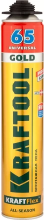 Пена &quot;GOLD 65&quot; профессиональная, монтажная, пистолетная, всесезонная, 850мл, KRAFTOOL 41194 купить в Тюмени