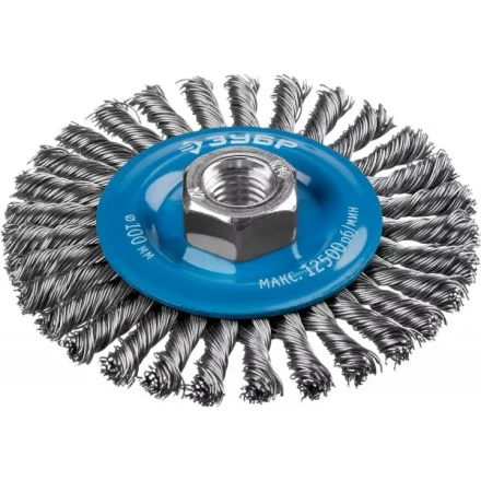 ЗУБР "ПРОФЕССИОНАЛ". Щетка дисковая для УШМ, плетеные пучки стальной проволоки 0,5мм, 100ммхМ14 35192-100_z02 купить в Тюмени