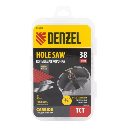 Коронка по металлу твердосплавная, 38 мм Denzel 724012 купить в Тюмени