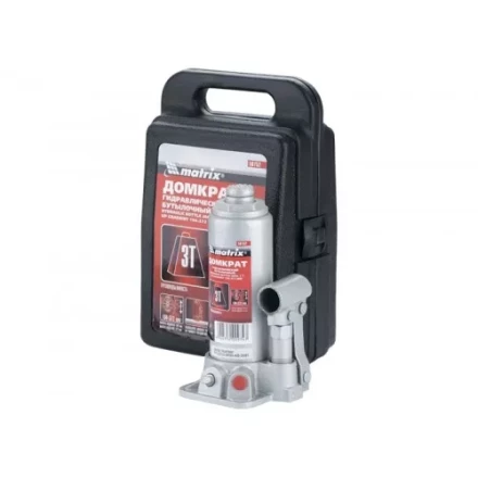 Домкрат гидравлический бутылочный 3 т h подъема 194–372 мм в пластиковом кейсе  MATRIX MASTER 50752 купить в Тюмени