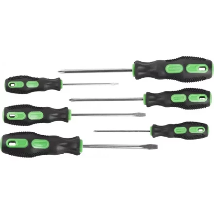 Набор URAGAN: Отвертки с двухкомпонентной рукояткой, SL3x75, 5x100, 6x100. PH0x75, 1x100, 2x100, 6 предм 25188-H6 купить в Тюмени