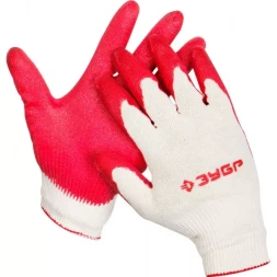 Перчатки ЗУБР "МАСТЕР" трикотажные, х/б, обливная ладонь из латекса, L-XL 11458-XL